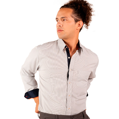 CAMISA MAG MIL RAYAS CABALLERO MANGA LARGA - Artículos Promocionales MAS RECIO